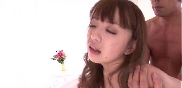 Hazuki Okita gets cock in each of her creamy holes